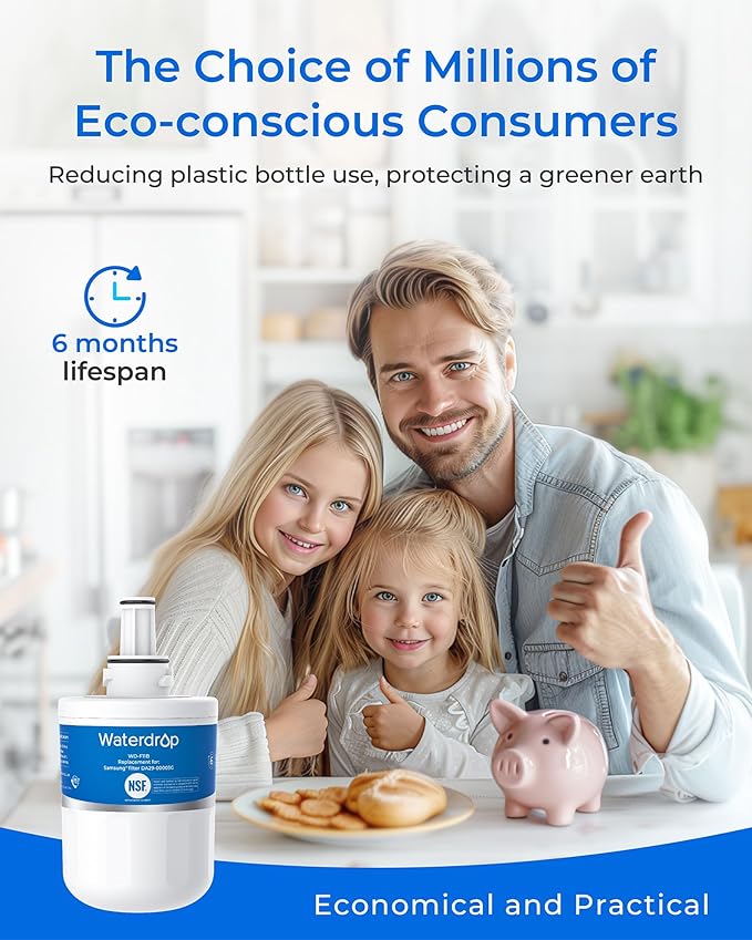 Waterdrop DA29-00003G Refrigerator Water Filter, Replacement for Samsung®, DA29-00003B, DA29-00003A, Aqua-Pure Plus, HAFCU1, RFG237AARS, FMS-1, RS22HDHPNSR, RSG257AARS, 3 Filters (Package May Vary)