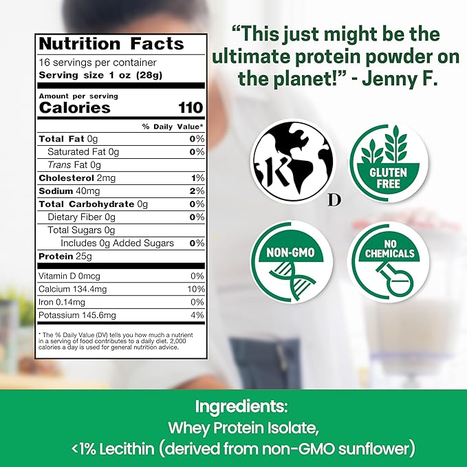 Z Natural Foods Ultra Whey Protein Isolate Powder - Pure, Unflavored, Unsweetened Whey Protein Powder - Flavorless Whey Isolate with Vital Proteins for Fitness, Sports Nutrition, Immune Support, 1 lb