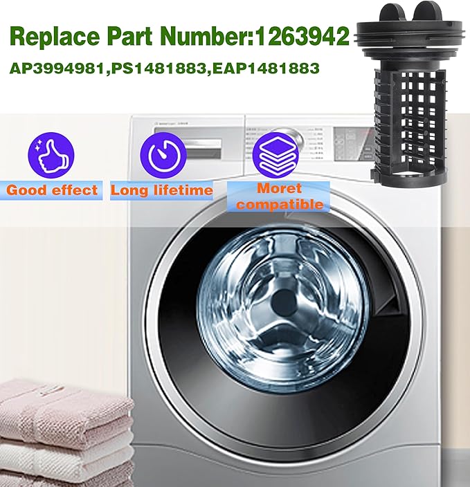 383EER2001A Washing Machine Drain Pump Filter Assembly - Compatible with LG Kenmore Washing Machines Replacement AP4440367 383EER2001F 5230ER3002AAGM75510601 PS3522306 383EER2001F