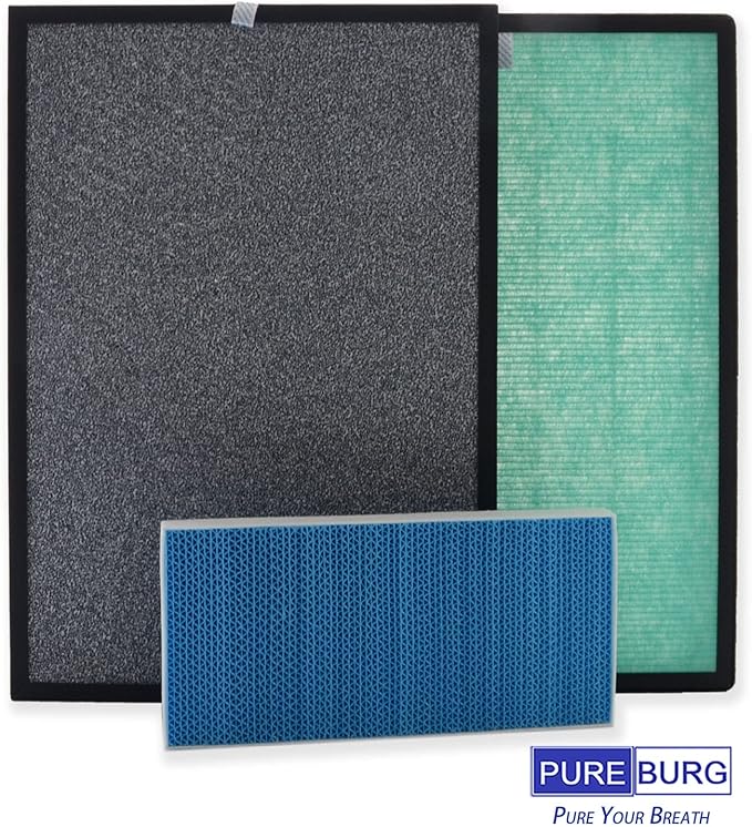 PUREBURG Replacement Filter Set Compatible with Turonic PH950 & Extract-All AMB1 Air Purifiers,H13 True HEPA Activated carbon Set with Humidifier Filter 4-Stage Filtration