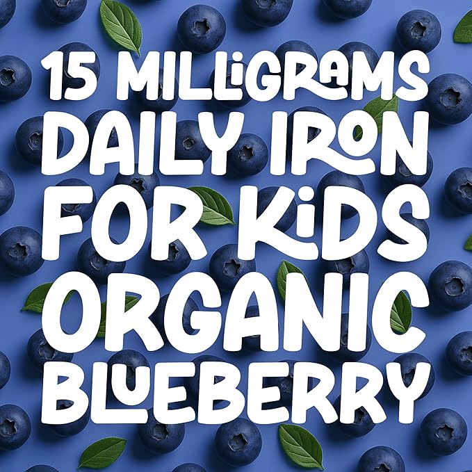 Kids Iron Supplement – Organic Blueberry Flavor – Iron Drops for Infants & Children – Sugar Free, Vegan, Gluten Free, No Artificial Flavors (1.7 oz, Organic Blueberry)