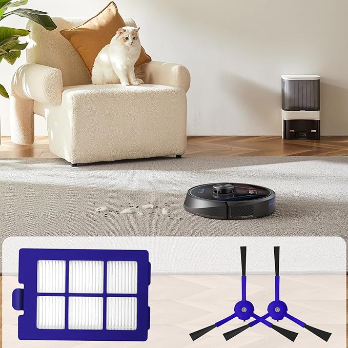 X8 Filters & Replacement Parts Kit for Eufy RoboVac X8 / X8 Hybrid – Washable & Reusable, 1 Roller Brush, 2 Side Brushes, 4 HEPA Filters – Compatible with Eufy X8 Robot Vacuum Cleaner