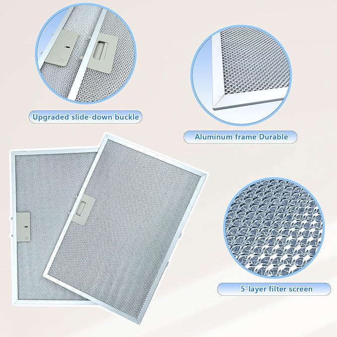 2Pcs WB02X11012 Range Hood Grease Filter 17.5 x 11.6 x 0.35 inches Compatible with GE Range Hood JV565H1BB JV566H1SS JV665H1BB JV666H1SS