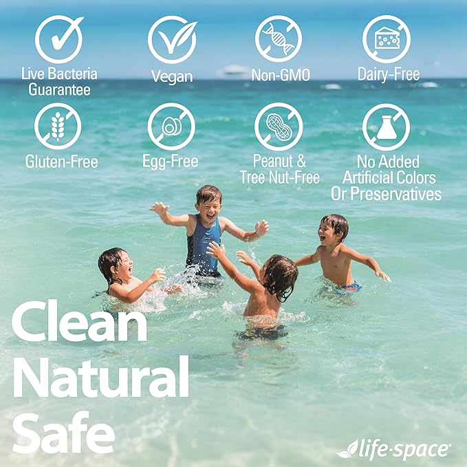 Life-Space Children Immune Support Probiotic, Clinically Proven to Relieve Common Cold Symptoms, 12 Billion CFU, 6 In1 Kids Probiotic for Digestive & Immune Health, 2 Month Serving, 60 Grams