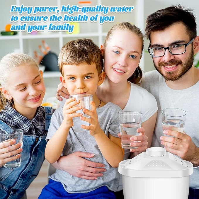 4 Pcs Alkaline Water Filter Replacement Alkaline Water Pitcher Replacement Cartridge for Healthy Drink, 7 Stage Filtration System to Purify