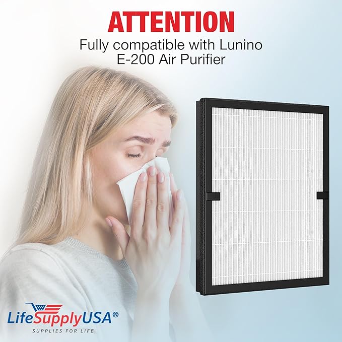 True HEPA Filter 2-Pack Replacement Compatible With Lunino E-200 Air Purifier by LifeSupplyUSA