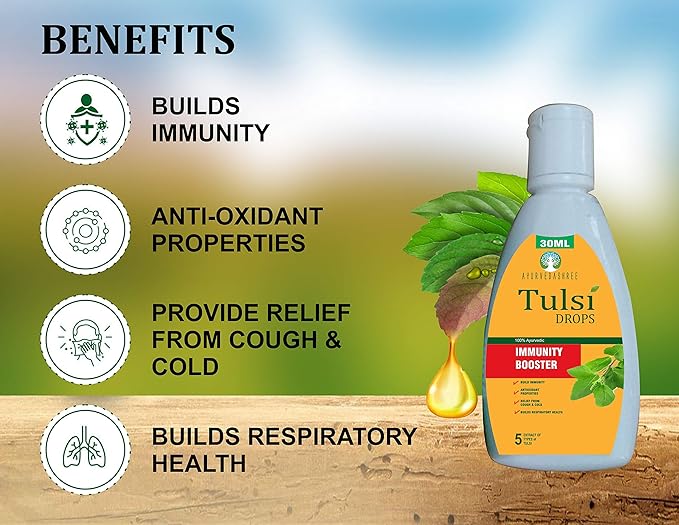 Tulsi Drops Natural Immunity Booster 30 ML Pack - Certified 5 Different Rare Tulsi, Holy Basil Drops 30 ML