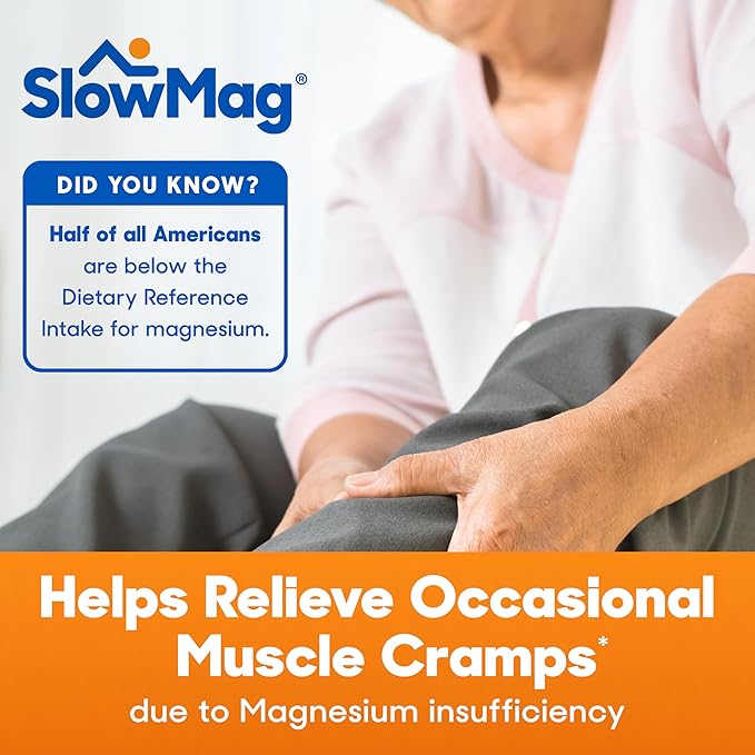 SlowMag Muscle & Heart Magnesium Chloride Supplement with Calcium, 180 Count, Supports Muscle Relaxation, Heart, Nerve & Bone Health, High Absorption (Pack of 2)