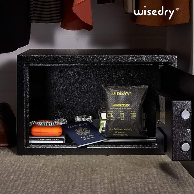 wisedry 4 x 500 Grams [4.4 lbs] Rechargeable Silica Gel Car Dehumidifier, Microwave Fast Reactivated Desiccant Packets Large for Gun Safe Closet Basement Garage Storage Moisture Absorber Bag Reusable