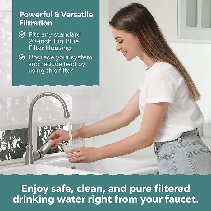 Applied Membranes Inc. 3-Stage Whole-House Water Filter Cartridge Replacements, Includes 20-Inch Sediment, Carbon, and Lead Filter Cartridges