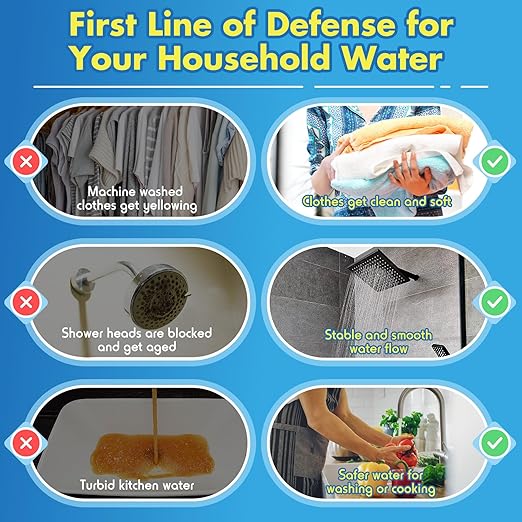 VIHOSE 2-Stage Whole House Water Filter System with 10" x 4.5" Carbon Filter and Sediment Filter, 5-Stage Filtration, 1" Inlet/Outlet, High Lead, Chlorine, Odor and RV Well Water Softener