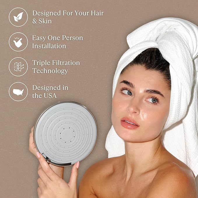 NUUD Filtered Shower Head | Removes Chlorine, Heavy Metals + Contaminants for Healthier Scalp, Skin & Hair | Protects Hair + Soothes Dry Skin | High Pressure Shower Head Filter | Black