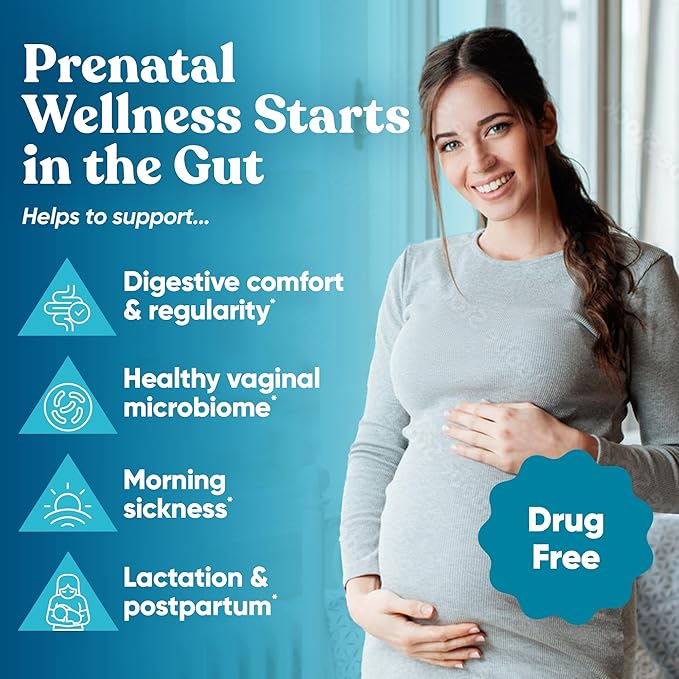 Momma Prenatal Probiotics Mom & Baby – Gut and Digestive Postpartum, Nursing, Morning Sickness Pregnancy Relief – 18 Clinically Proven Strains, 14 Billion CFU, Prebiotic – 30 Mini Vegan Capsules