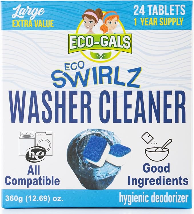 Washing Machine Cleaner and Deodorizing Tablets For Front & Top Load Washers Including H.E. to Remove Odor causing build-up, Pet Hair, & debris from drum, pipes, and filter.