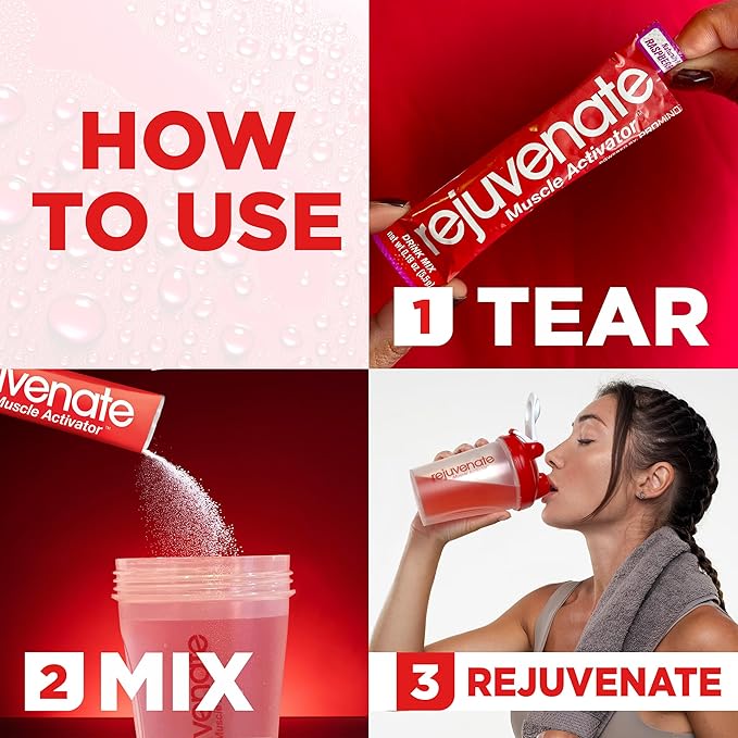 Rejuvenate – 1 Stick Delivers 25g of Whey Protein Equivalency for Muscle Growth & Energy – Essential Amino Blend (EAA + BCAA), GLP-1 & Bariatric Approved, Raspberry, 30 Count