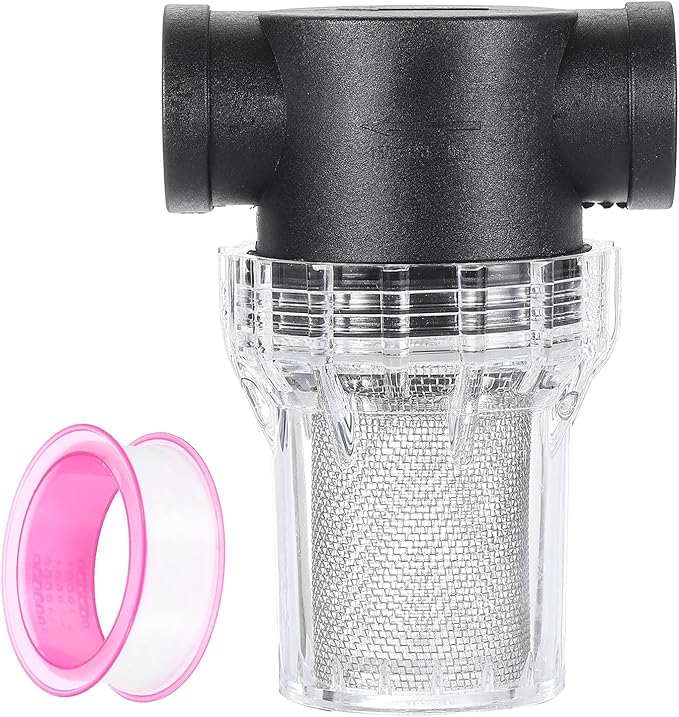 uxcell Pressure Washer Filter 3/4" NPT Female Thread, Inline Mesh Strainer Attachment, Stainless Steel Screen with Sealant Tape for Outdoor Gardening Inlet Water (Size:20 Mesh)