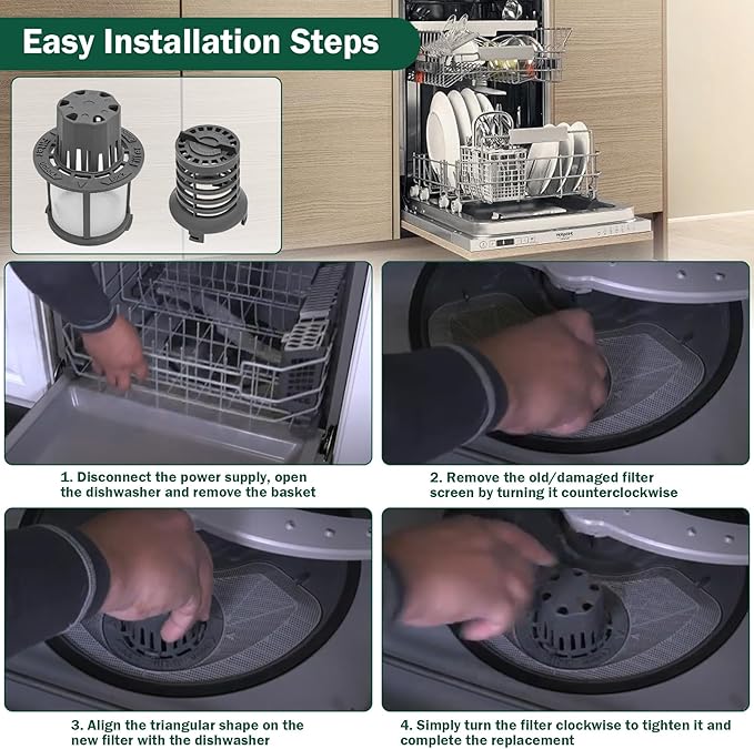 WD12X25995 Fine Filter & Basket Kit Compatible With GE/Hotpoint/Haier Dishwashers, Replaces #AP6989426 PS16217023 EAP16217023 4962336 Dishwasher Ultra Fine Filter Kit