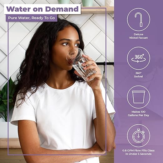 Rotek Water Systems Reverse Osmosis Water Filtration System, Under Sink 5-Stage RO Water Filter System, No Pump, Contains Leak Stop Valve, 100 GPD, Standard RO System