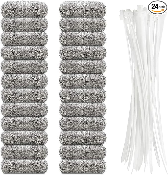 24 Pieces Lint Traps Stainless Steel Washing Machine Lint Snare Traps Laundry Mesh Washer Hose Filter with 24 pcs Cable Ties
