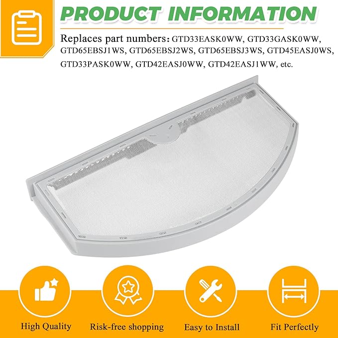 GTD42EASJ2WW GTD33EASK0WW GTX22EASK0WW WE03X23881 Dryer Lint Filter Replacement for GE Hotpoint Dryer Filter WE03X23881 StainlessSteel general electric appliances dryer lint filter screen by Techecook