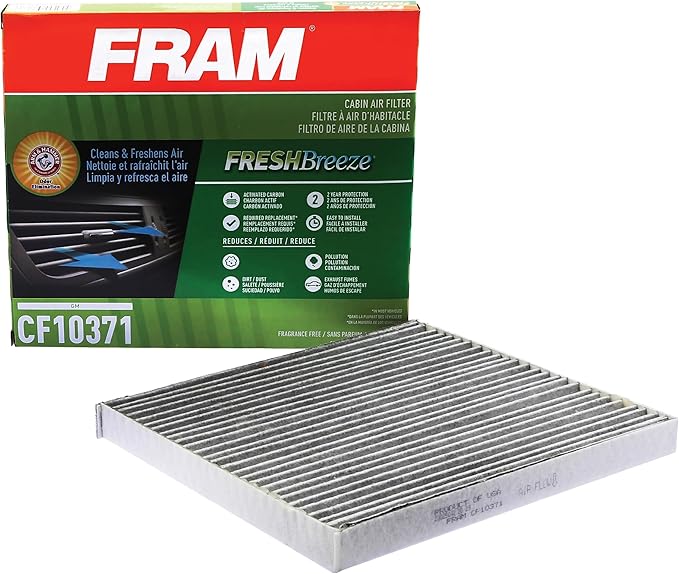 FRAM Fresh Breeze Cabin Air Filter Replacement for Car Passenger Compartment w/ Arm and Hammer Baking Soda, Easy Install, CF10371 for GM Vehicles