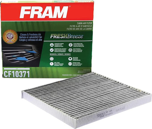 FRAM Fresh Breeze Cabin Air Filter Replacement for Car Passenger Compartment w/ Arm and Hammer Baking Soda, Easy Install, CF10371 for GM Vehicles