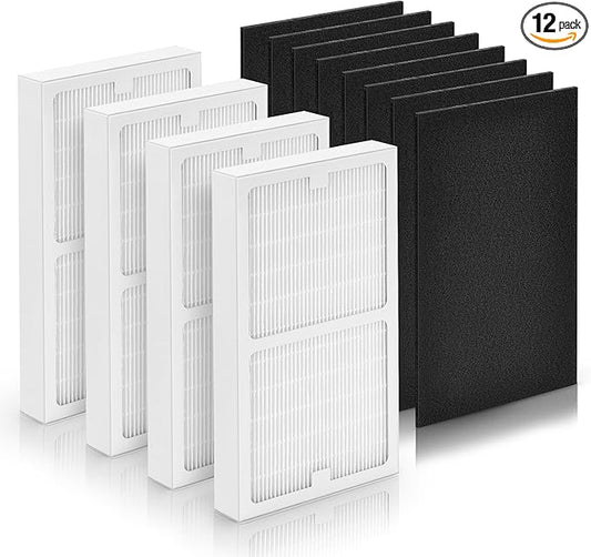 Idylis Air Purifier Replacement Filter C for Idylis Air Purifier IAP-10-200 IAP10200 [C+C] IAP-10-280 IAP10280 [C+D] and LOWESRAPF-C-4 with Idylis Air Filters IAF-H-100C, 4 HEPA & 8 Carbon Pre-filter
