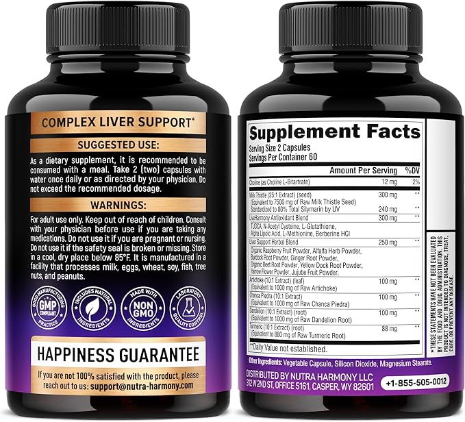 Liver Cleanse Detox & Repair - Milk Thistle | Dandelion | Artichoke | TUDCA | Glutathione & NAC - Effective Liver Health Supplement | 80% Silymarin - Laboratory Tested, Vegan - Made in USA 120 Caps