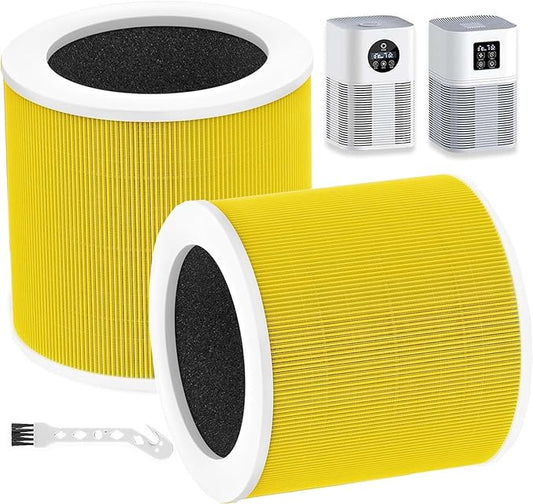 2 Pack Yellow A1 Replacement Filter Compatible with VEWIOR Air Pu-rifier HQKJ-80,HQSC-50,KOIOS HQKJ-50 Air Purifier,AMEIFU AP01W, True HEPA Air Cleaner Filter for A1 Air Pu-rifier for Pet Dander