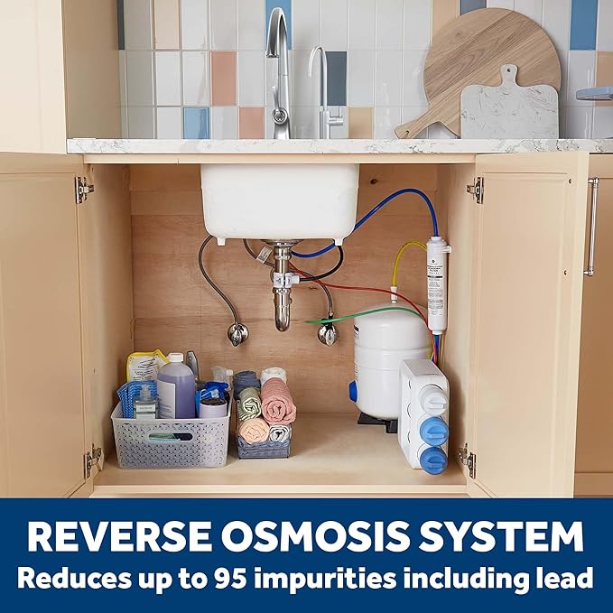 GE 5-Stage Reverse Osmosis Under Sink Water Filtration System with Faucet, Reduces 95+ Impurities including Lead, Chlorine, Arsenic, Filters FQ18PN, FQ18MN, FQ18RT, GXRV40TBN