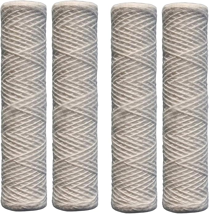 Compatible with EPW2S String Wound Whole Home Replacement Water Filter-Universal Fits Most Major Brand Systems (4 Pack), White