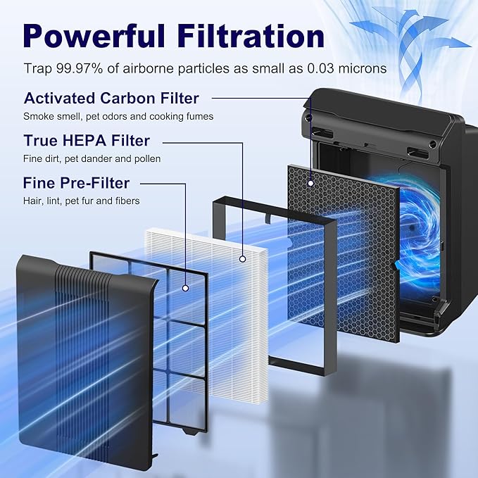 116130 Replacement Filter H for Winix 5500-2 AM80 Plasmawave Air Purifier, True HEPA Filter and Activated Carbon Filter Combo Pack, 3 Set