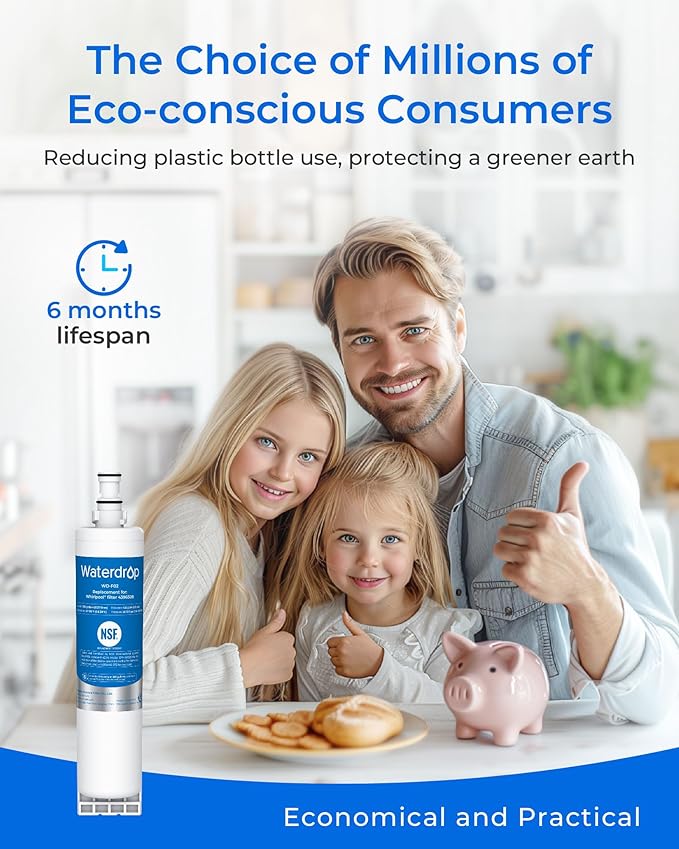 Waterdrop 4396508 Replacement for Whirlpool® 4396510, PNL240V, 4396508p, 4396547, 4392857, LC400V, WF-NLC240V, Everydrop® Filter 5，EDR5RXD1 Refrigerator Water Filter,2 Packs(Package May Vary)