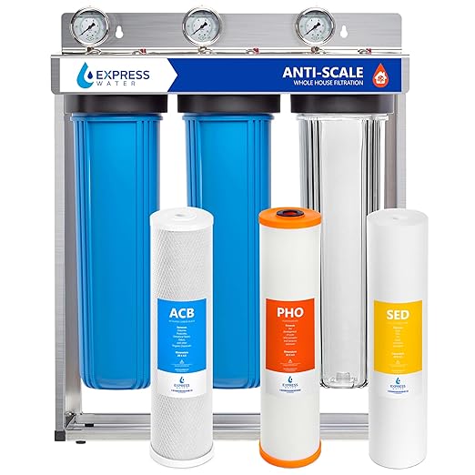 Whole Home Water Filter System| ANTI-SCALE | 3 Stage Water Purifier Whole Home, Top-Tier Anti-Scale Filter Specially Designed to Prevent Scale Build-Up, Protects Appliances, No More Descaler Solution