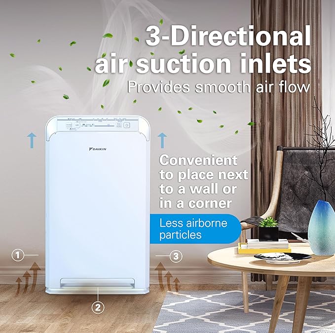 Daikin MCB50YSAU Room Air Purifier for Home, HEPA, Activated Carbon, Pre-Filter and UVC LED Light, Zero Ozone Product, CARB Certified, 10.5 x 10.5 x 19.5 in