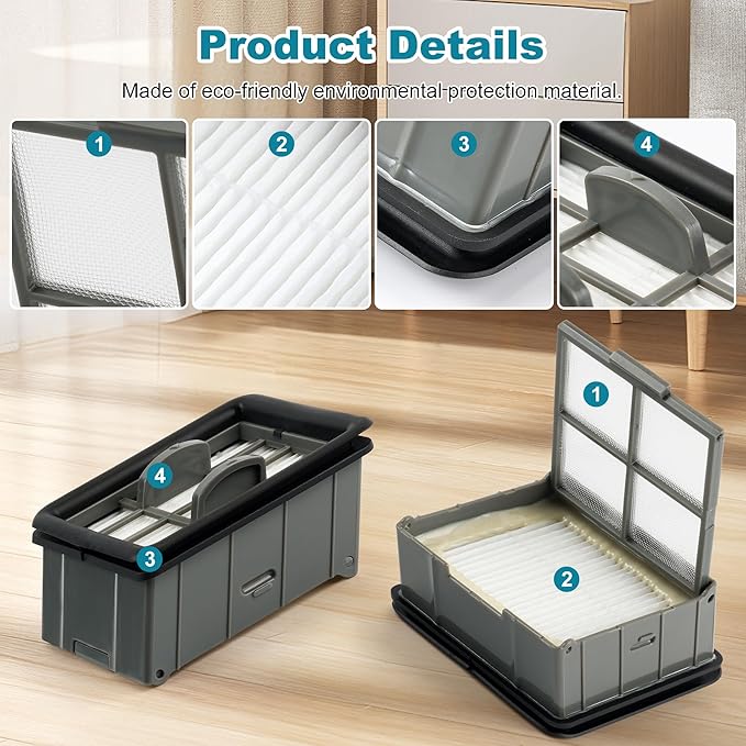 3930F 3882 HEPA Filter Replacement Compatible with Bissell CrossWave OmniForce Edge Cordless Multi-Surface Hard Floor Cleaner Wet Dry Vacuum, 4 Bissell FreshStart Filters for Select CrossWave, 1640066