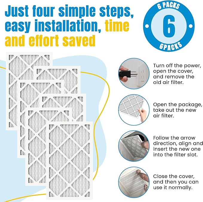 12x20x1 Air Filter,MERV 8,Furnace Air Filter for HVAC,Dust Defense-6packs by MIFLUS