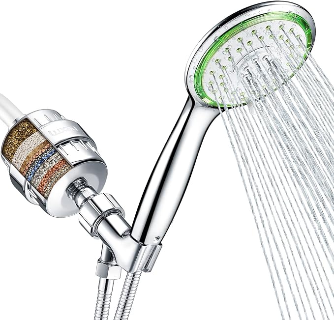 Filtered Shower Head Combo, Includes 79" Hose, 20 Stage Shower Filter Head, High Pressure Handheld Spray Showerhead, Shower Arm Mount Holder, for Hard Well Water Chlorine, Chrome (S10)