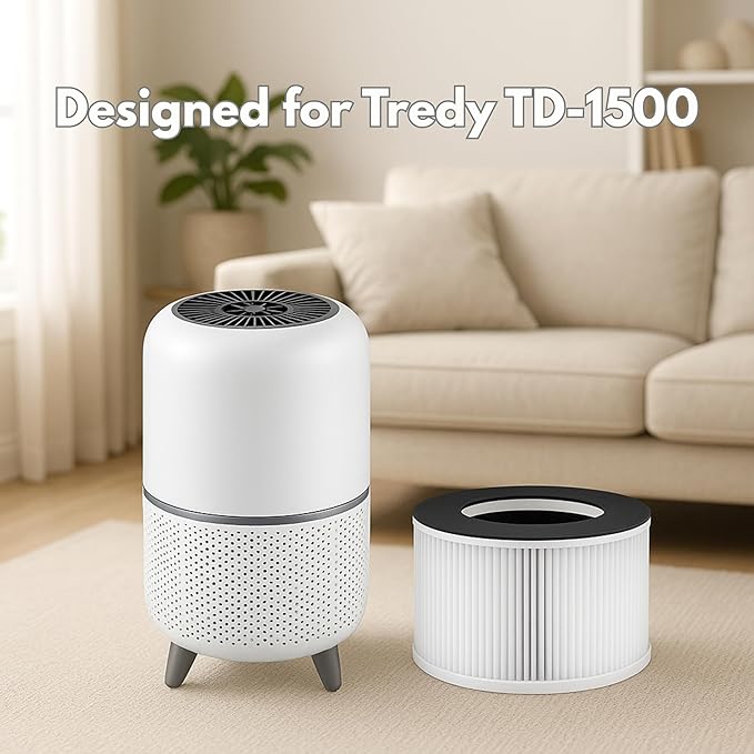 Nispira TD-1500 4-in-1 True HEPA Replacement Filters for Tredy Air Purifier TD-1500, 1 Pack