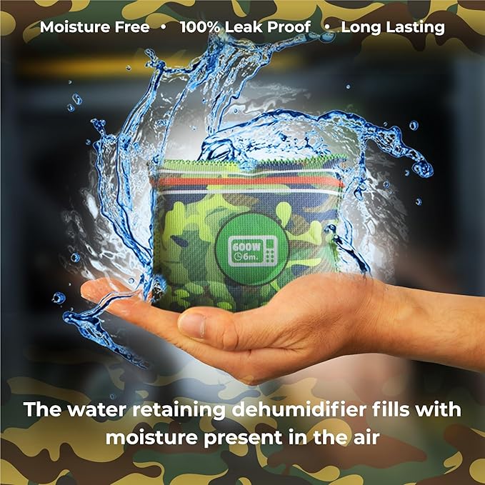 Gun Safe Dehumidifier Camouflage - Rechargeable Desiccant Dehumidifier Bags - Reusable & Absorbs Moisture & Humidity - 2x Pack