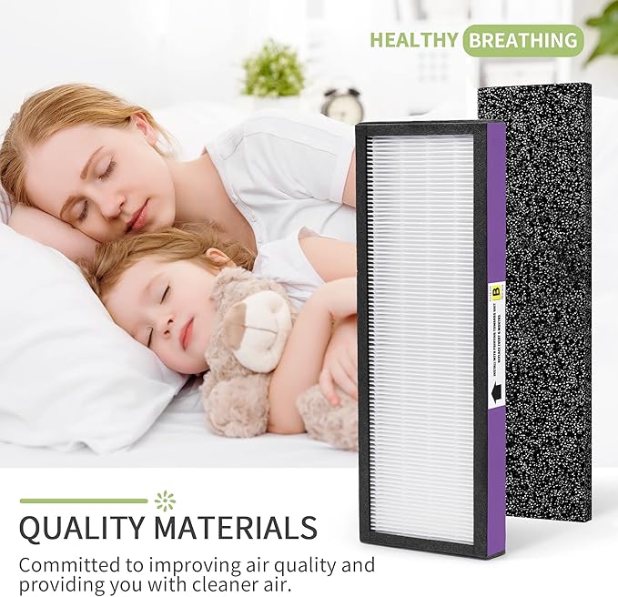 FLT4850PT Air Puri-fier Filter Replacement Filter Compatible with Germ-Guardian Filter B AC4850PT AC4300WPT AC4900 Air Puri-fier, 2 HEPA and 6 Pre-Filter