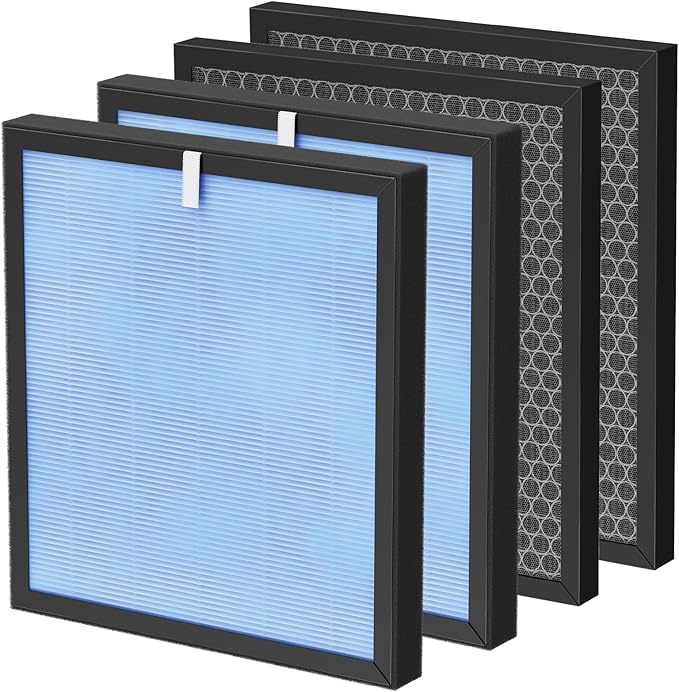 HSP001 Filter Replacement Compatible with HATHASPACE Air Purifier Filters HSP001, 4-in-2 Filtration with H13 True Hepa and Activated Carbon, 2 Pack
