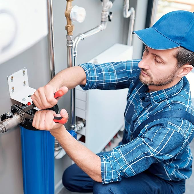 SimPure Whole House Water Filter Housing (DB20P), 20" x 4.5" Sediment Carbon Filter Universal Housing, Pre-Filtration System for Well and City Water, 1" NPT Port, Pressure Release