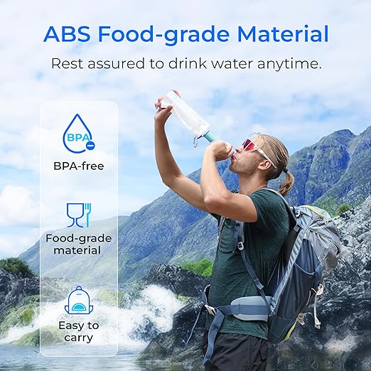 Waterdrop Water Filter Straw, Water Purifier Survival for Camping, Travel, Backpacking and Emergency Preparedness, Water Filtration System Survival, 3 Pack, Light Blue