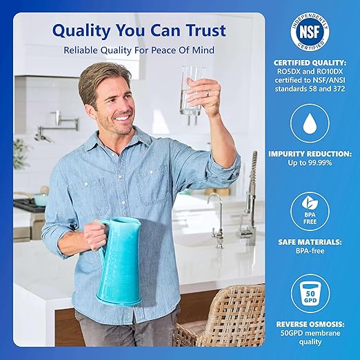Express Water Reverse Osmosis Alkaline Water Filtration System – 10 Stage RO Water Filter with Faucet and Tank – Under Sink Water Filter with Alkaline Filter for Added Essential Minerals – 50 GPD