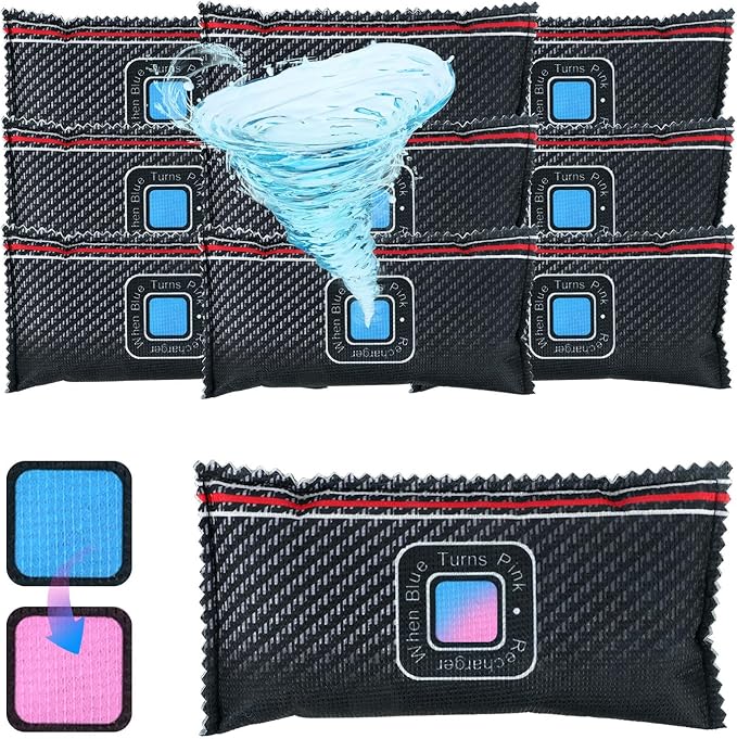 10 Pcs Rechargeable Desiccant Packs for Storage Silica Gel Packets Dry Moisture Absorbers Bags Reusable Desiccant Car Dehumidifiers Bags for Gun Safe Closet Basement Car Tool Box (100g)