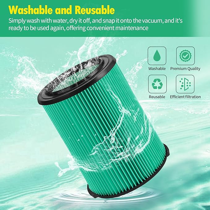 2-Pack VF6000 Filter Compatible with Ridgid Shop Vac,Compatible with Ridgid 5-20 Gallon Wet/Dry Vacuums,5-Layer Pleated Paper Vacuum Filter Replacement