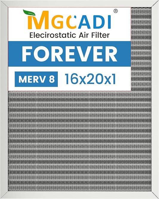 16x20x1 HVAC Furnace Air Filter, Lasts a Lifetime, Washable, Merv 8, the Last HVAC Filter You Will Ever Buy, Breathe Safely at Home or in the Office