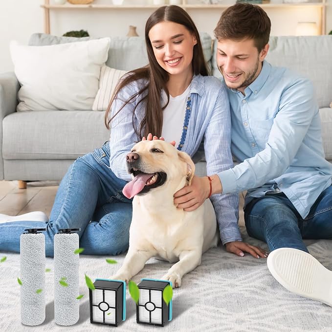 3881 Replacement Roller Brush Filter for Bissell Crosswave HF2/3845N/3831 Floor Scrubber Vacuum, for Bissell Crosswave Replacement Parts, 2 Roller Brush Replacement 2 HEPA Filter