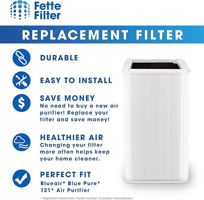 Fette Filter - 121 Replacement Filter Compatible with Blueair Blue Pure 121 Air Purifier with Particle and Activated Carbon - Pack of 1